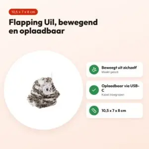 Fofos Flapping Uil kattenspeeltje 10,5 x 7 x 8 cm – bewegend en oplaadbaar – voordelen
