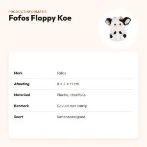 Fofos Floppy Koe kattenspeeltje 8 x 2 x 11 cm – pluche met kattenkruid – productinformatie