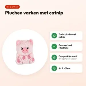 Fofos Floppy Varken kattenspeeltje 8 x 2 x 11 cm – pluche met kattenkruid – voordelen