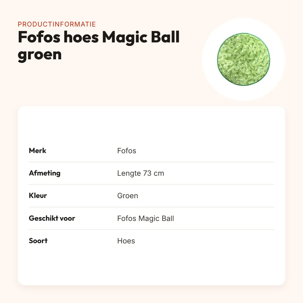 Fofos hoes voor Magic Ball kat groen 73 cm – inklapbaar – productinformatie