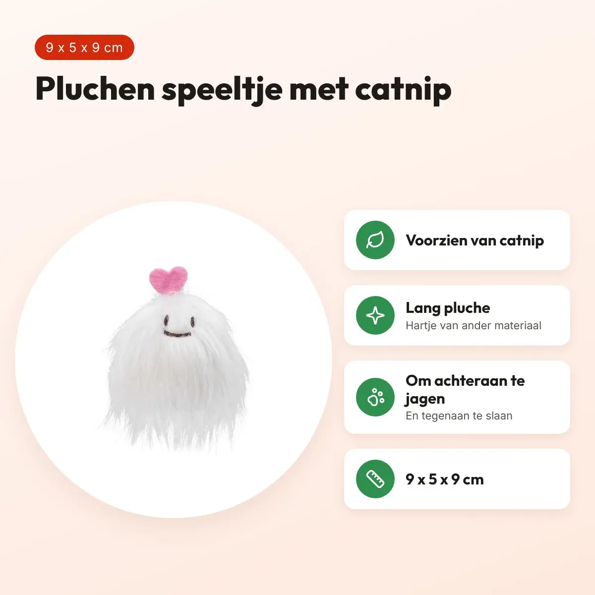 Fofos Love Master kattenspeeltje 9 x 5 x 9 cm – pluche met kattenkruid – voordelen