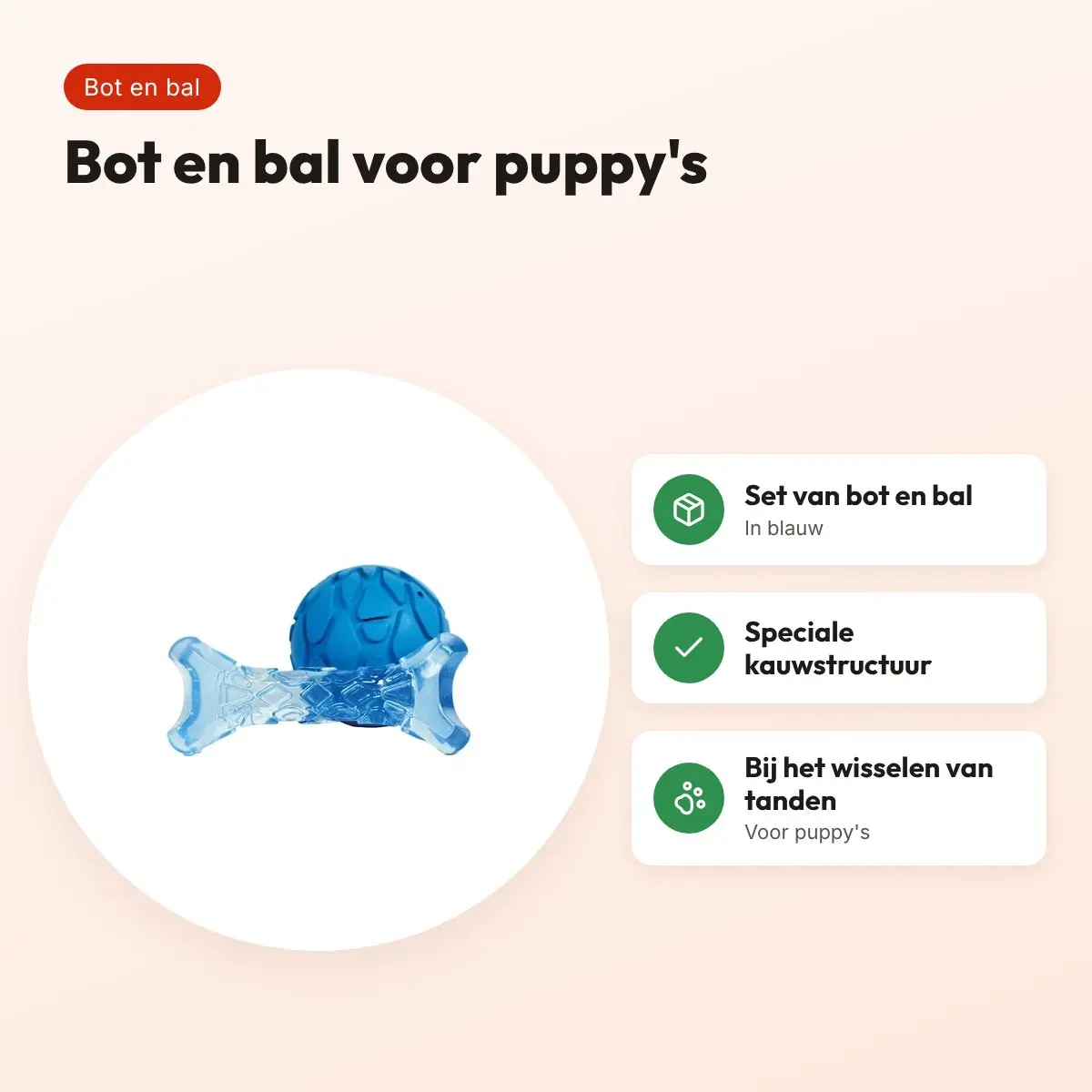 Fofos Puppy kauwspeelgoed bot en bal – blauw – voordelen