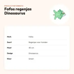 Fofos regenjas hond Dinosaurus groen 40 cm – reflecterend – productinformatie
