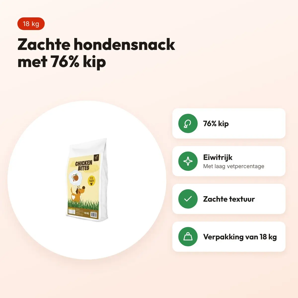 Freds Chicken Bites hondensnack 18 kg – zachte bites met 76% kip – voordelen