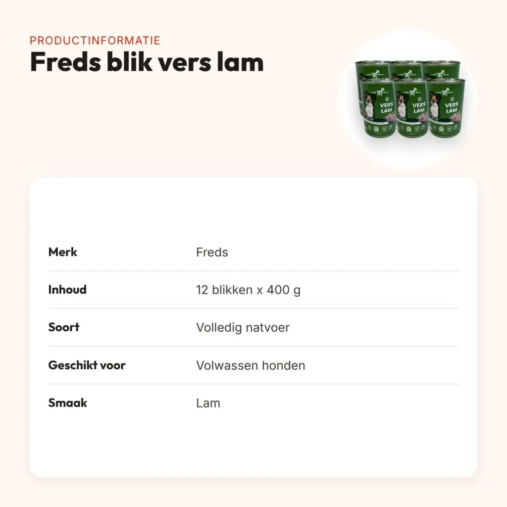 Freds hondenvoer blik vers lam 12 x 400 g – natvoer – productinformatie