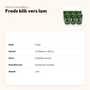 Freds hondenvoer blik vers lam 12 x 400 g – natvoer – productinformatie