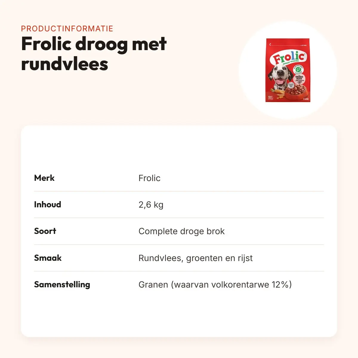 Frolic hondenvoer droog met rundvlees 2,6 kg – krokante brokjes – productinformatie