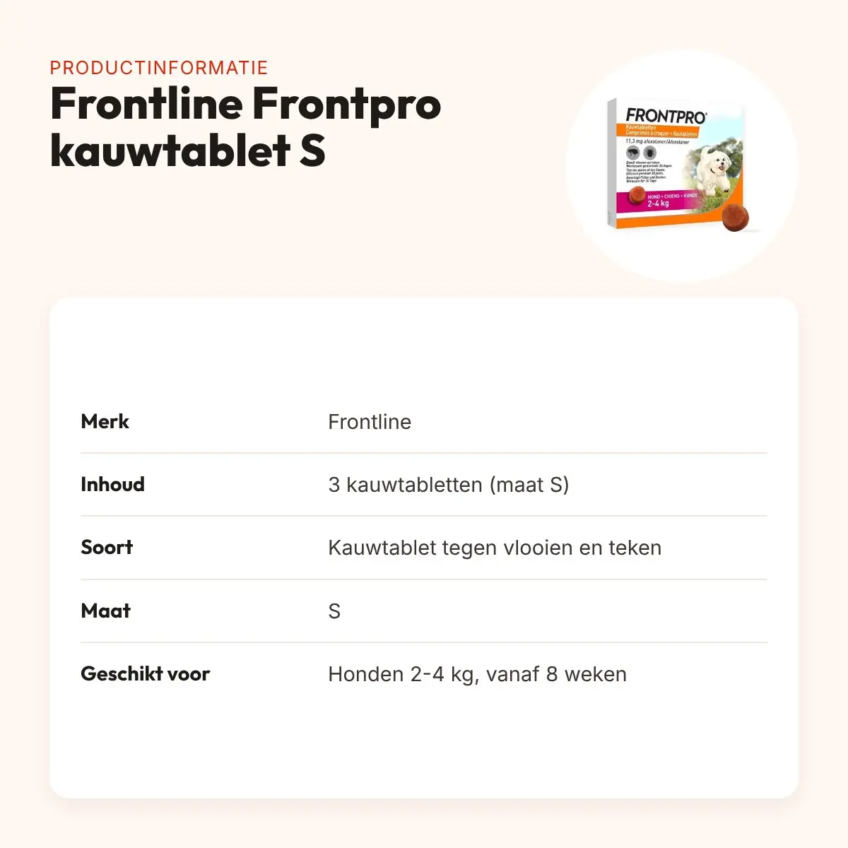 Frontline Frontpro kauwtabletten hond S 2-4 kg – 3 tabletten – productinformatie
