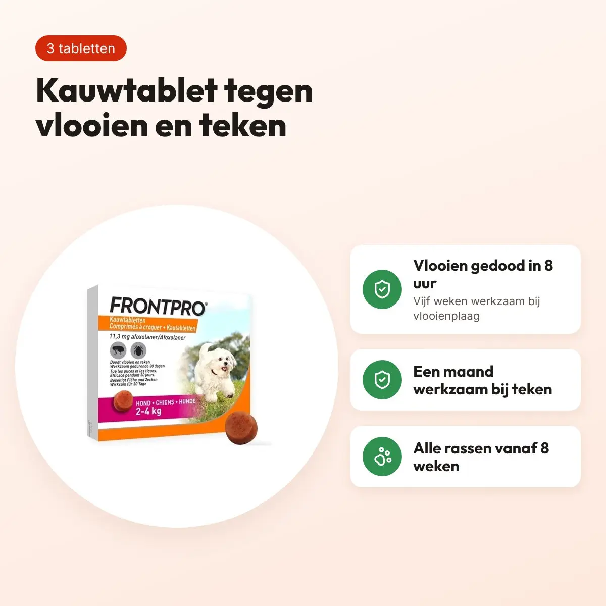 Frontline Frontpro kauwtabletten hond S 2-4 kg – 3 tabletten – voordelen