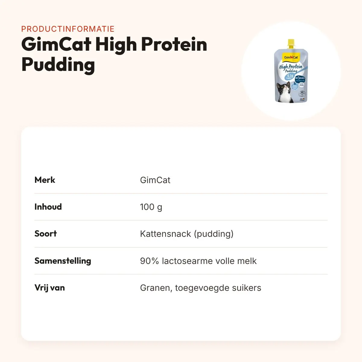 GimCat High Protein Pudding kattensnack 100 g – lactosearm – productinformatie