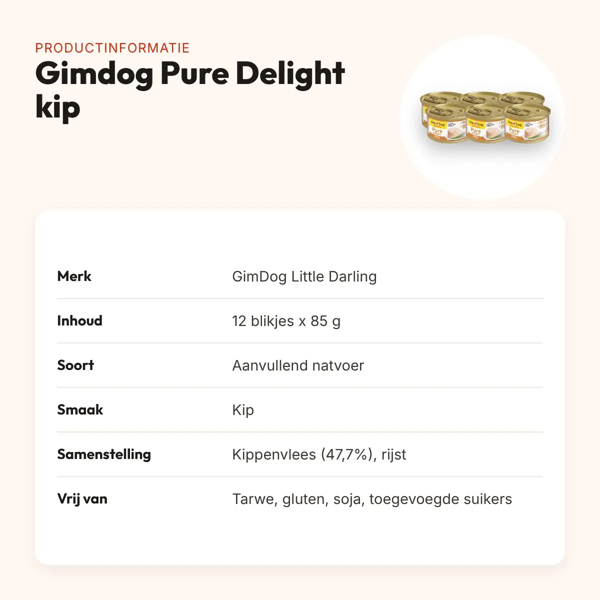 Gimdog Little Darling Pure Delight natvoer kip 12 x 85 g – productinformatie