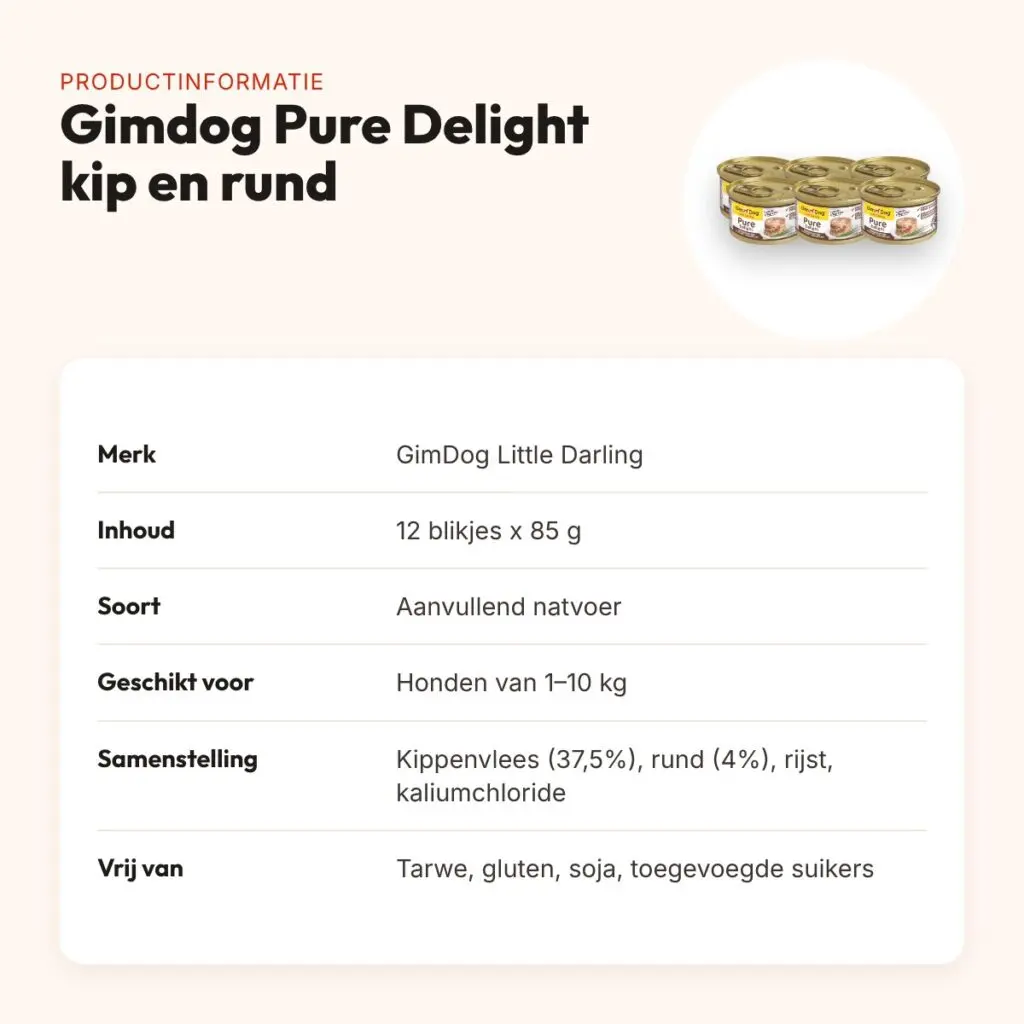 Gimdog Little Darling Pure Delight natvoer kip en rund 12 x 85 g – productinformatie