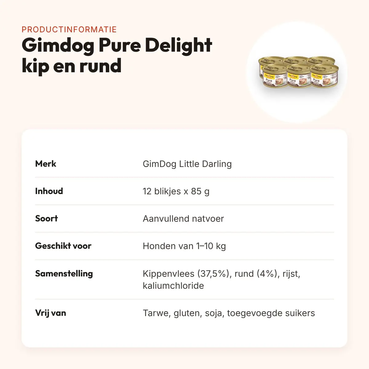 Gimdog Little Darling Pure Delight natvoer kip en rund 12 x 85 g – productinformatie