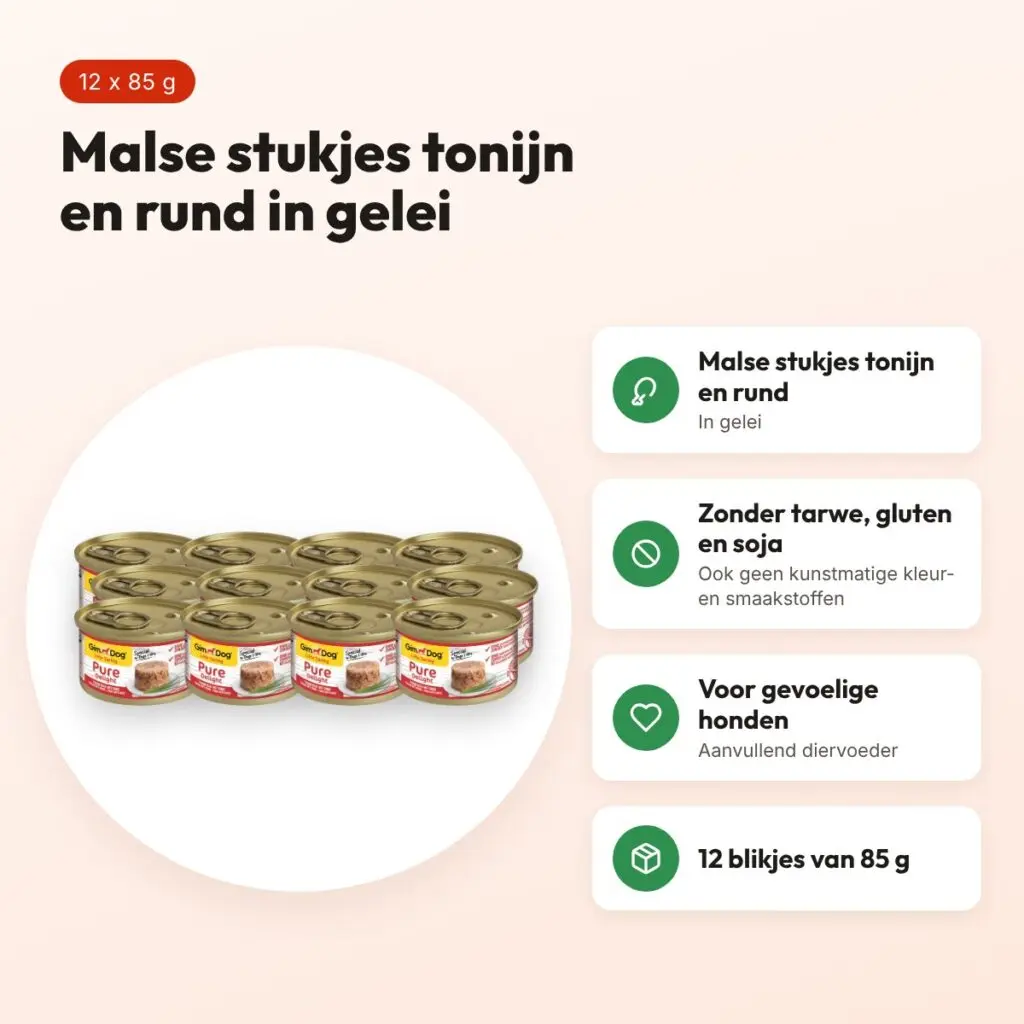 Gimdog Little Darling Pure Delight natvoer tonijn en rund 12 x 85 g – voordelen