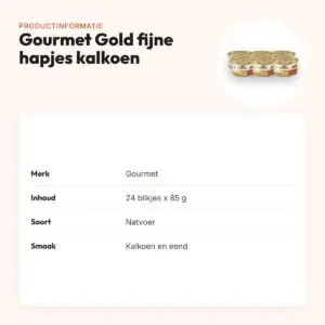 Gourmet Gold kattenvoer fijne hapjes kalkoen en eend 24 x 85 g – productinformatie
