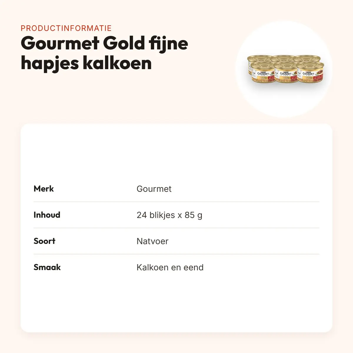 Gourmet Gold kattenvoer fijne hapjes kalkoen en eend 24 x 85 g – productinformatie