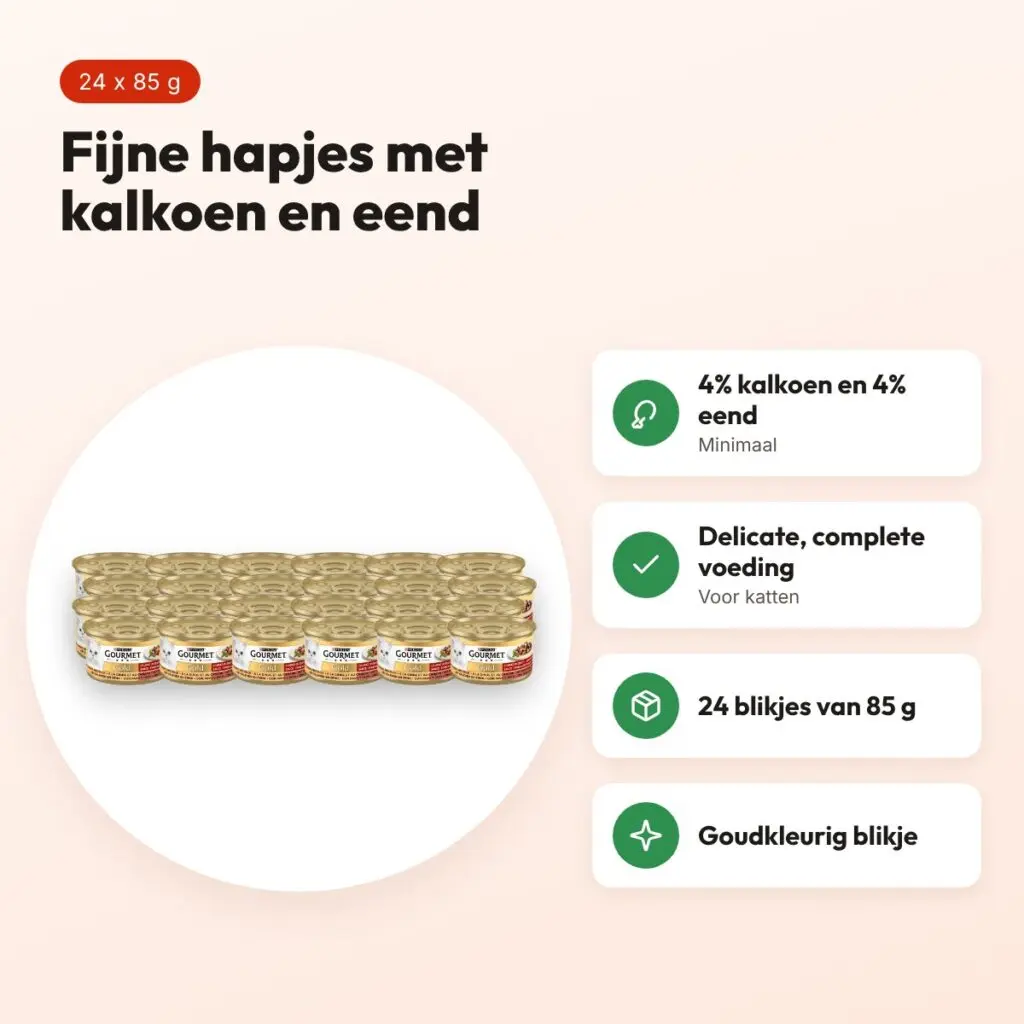 Gourmet Gold kattenvoer fijne hapjes kalkoen en eend 24 x 85 g – voordelen