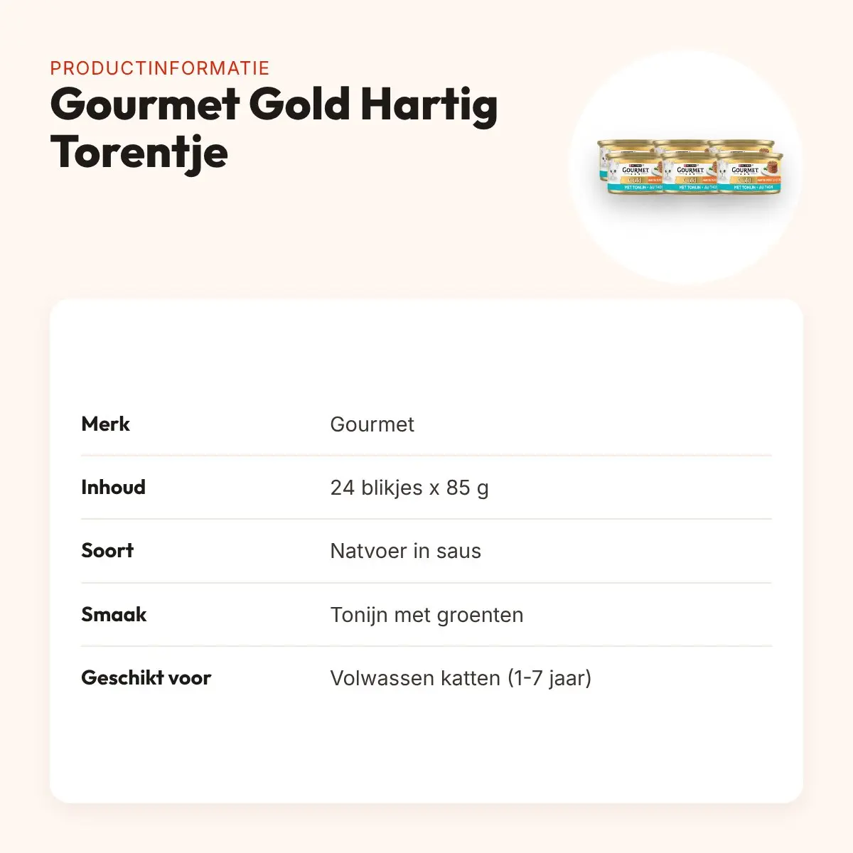 Gourmet Gold kattenvoer Hartig Torentje met tonijn 24 x 85 g – productinformatie