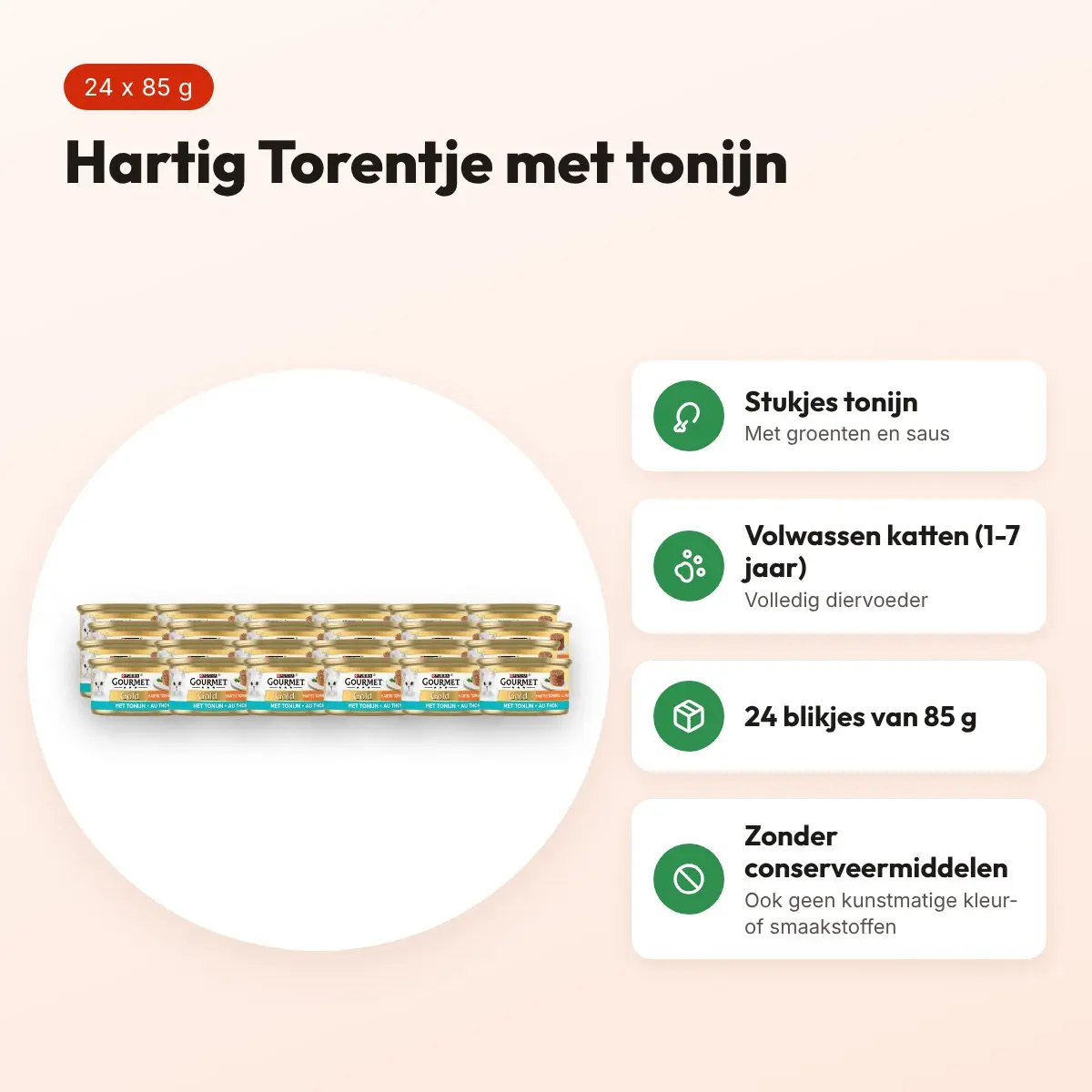 Gourmet Gold kattenvoer Hartig Torentje met tonijn 24 x 85 g – voordelen