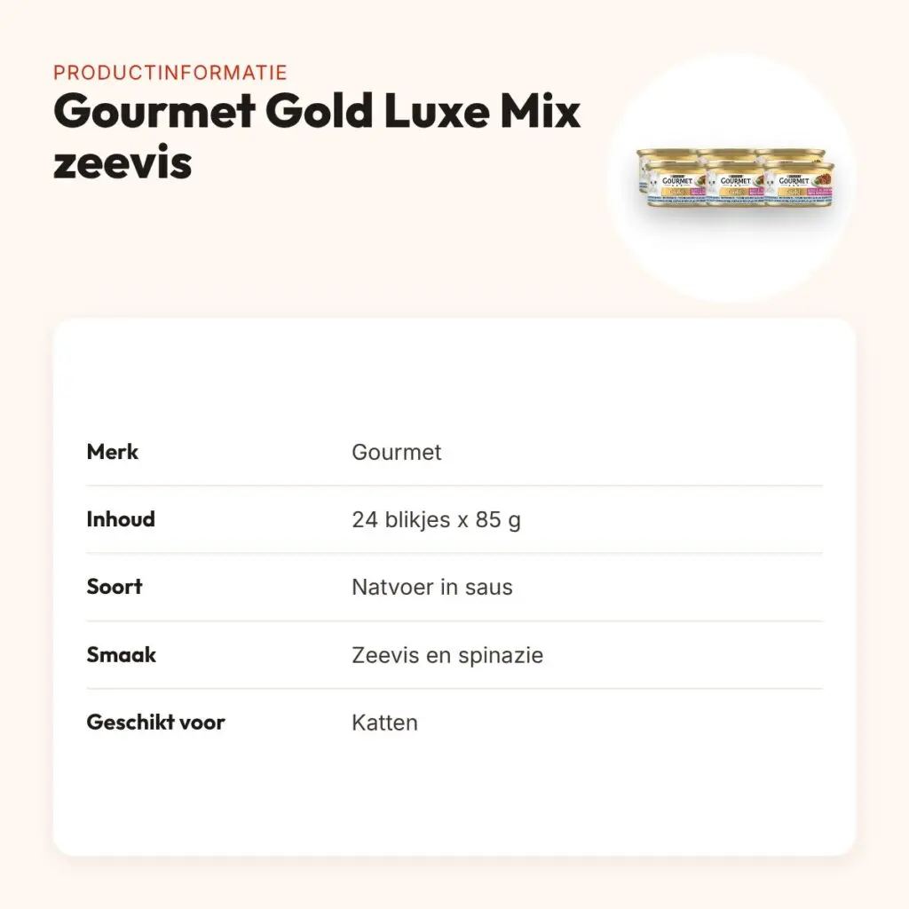 Gourmet Gold kattenvoer Luxe Mix zeevis en spinazie 24 x 85 g – productinformatie
