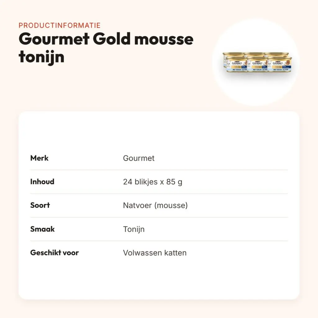 Gourmet Gold kattenvoer mousse tonijn 24 x 85 g – productinformatie