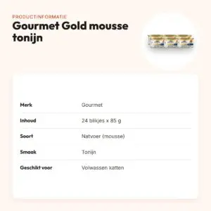 Gourmet Gold kattenvoer mousse tonijn 24 x 85 g – productinformatie