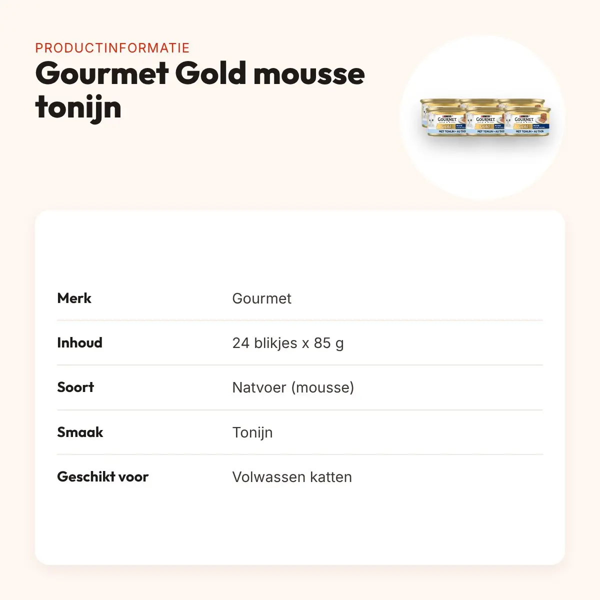 Gourmet Gold kattenvoer mousse tonijn 24 x 85 g – productinformatie