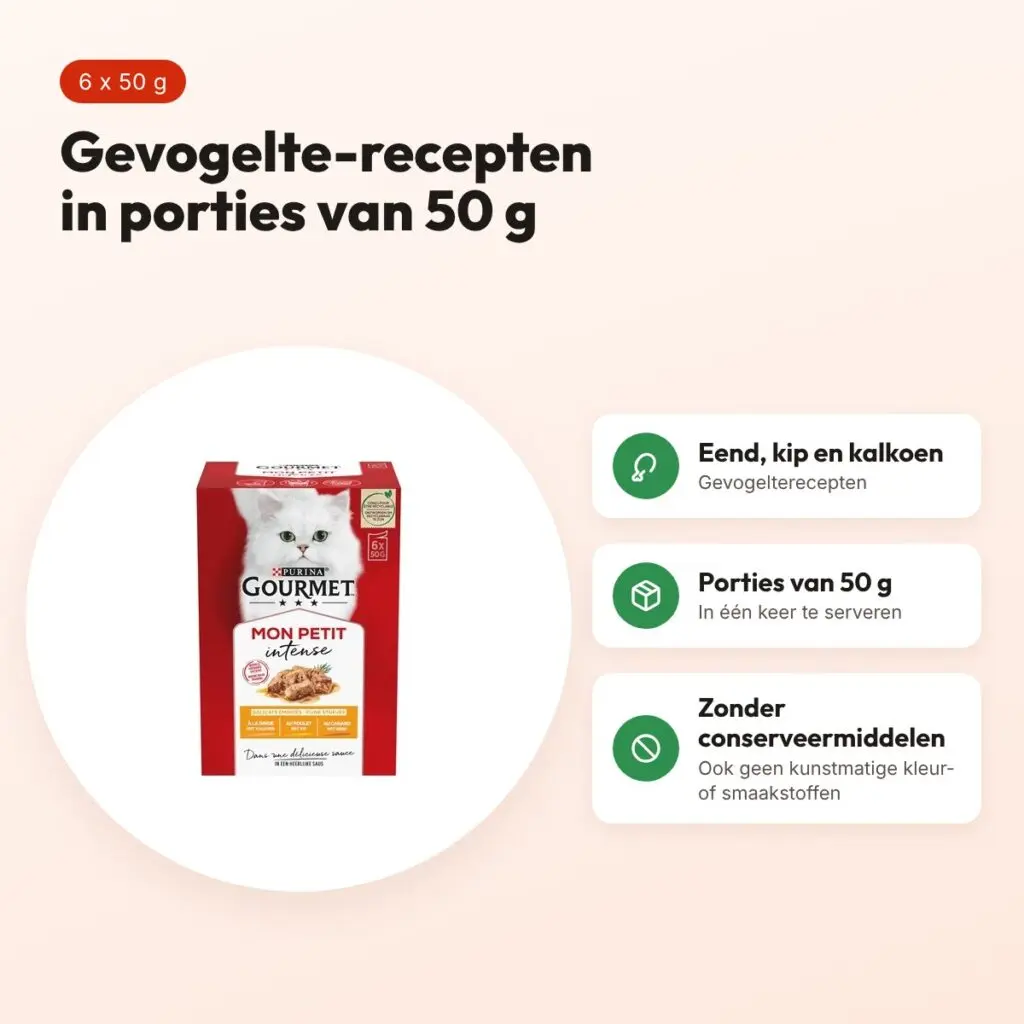 Gourmet Mon Petit gevogelte 6 x 50 g – natvoer voor katten – voordelen
