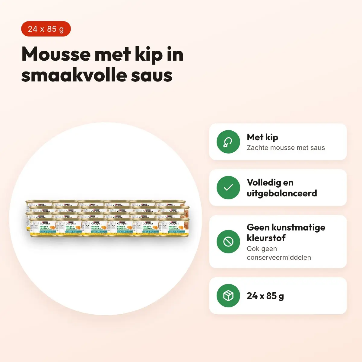 Gourmet Nature's Creations Hart van Saus kip 24 x 85 g – voordelen