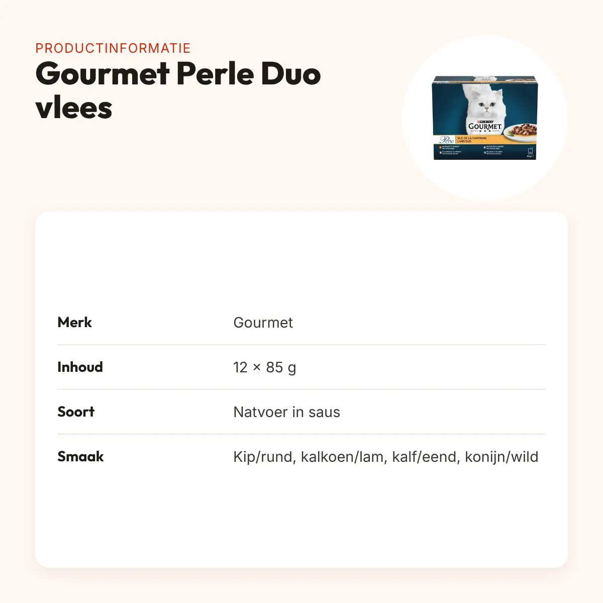 Gourmet Perle Duo vlees mini filets in saus 12 x 85 g – productinformatie