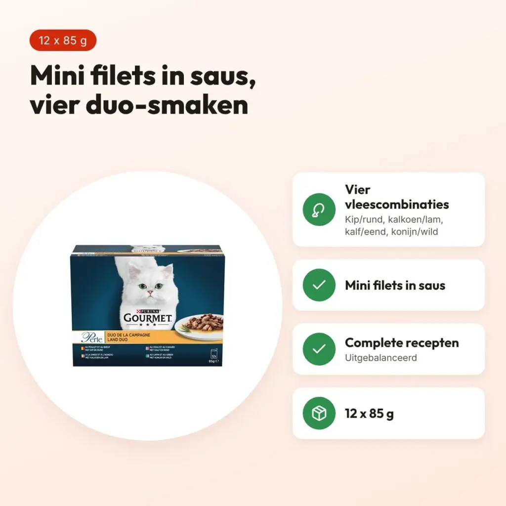 Gourmet Perle Duo vlees mini filets in saus 12 x 85 g – voordelen