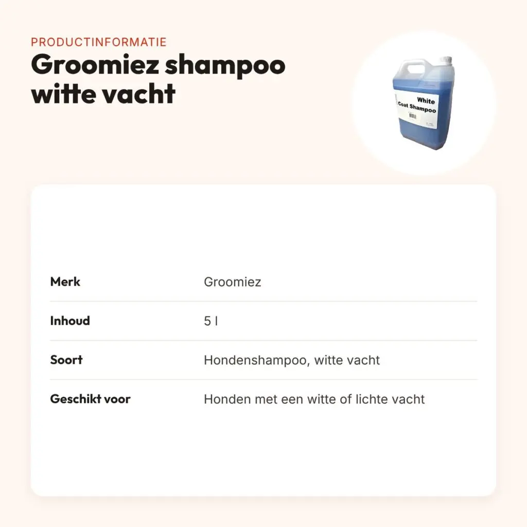 Groomiez hondenshampoo witte vacht 5 l – salonverpakking – productinformatie