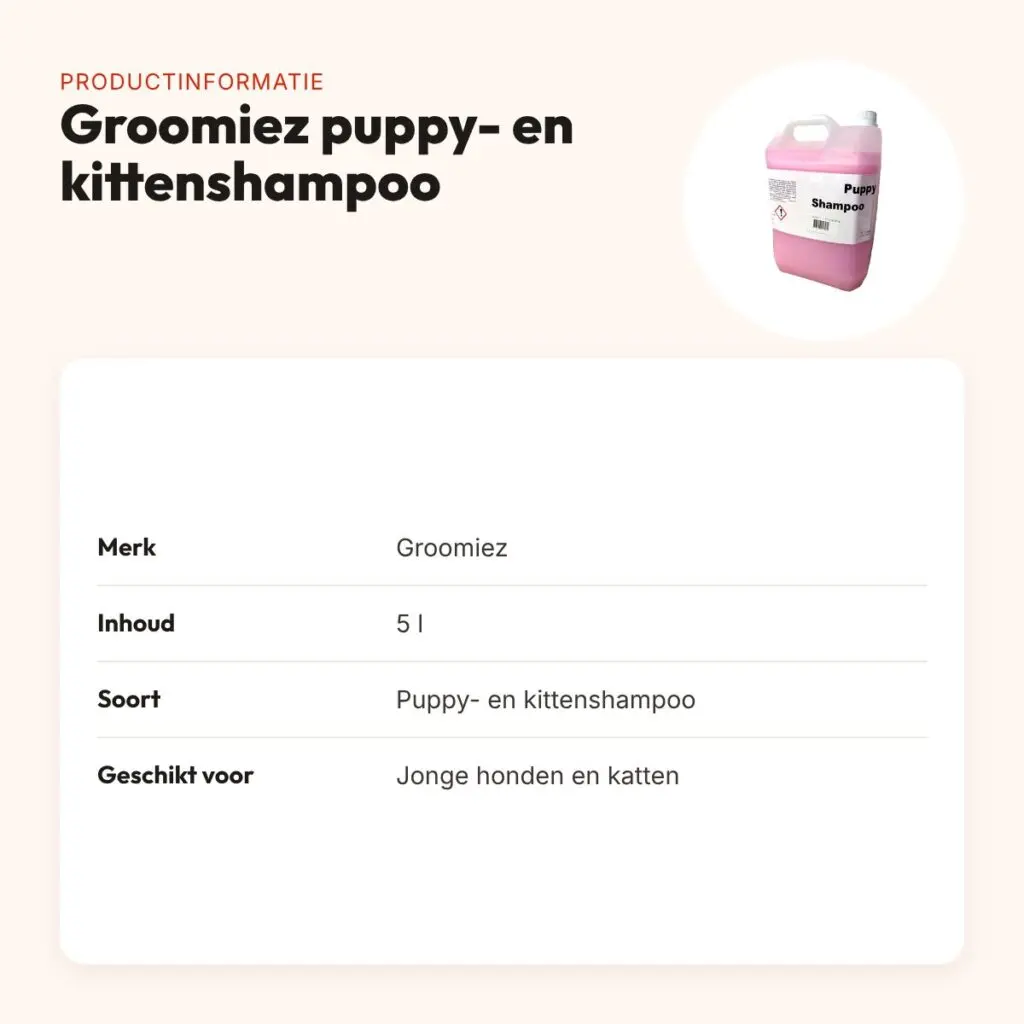 Groomiez puppy- en kittenshampoo 5 l – voor jonge dieren – productinformatie