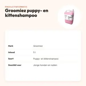 Groomiez puppy- en kittenshampoo 5 l – voor jonge dieren – productinformatie