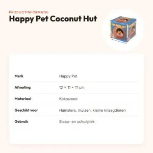 Happy Pet Coconut Hut 12 x 11 x 11 cm – kokosnoothuisje – productinformatie