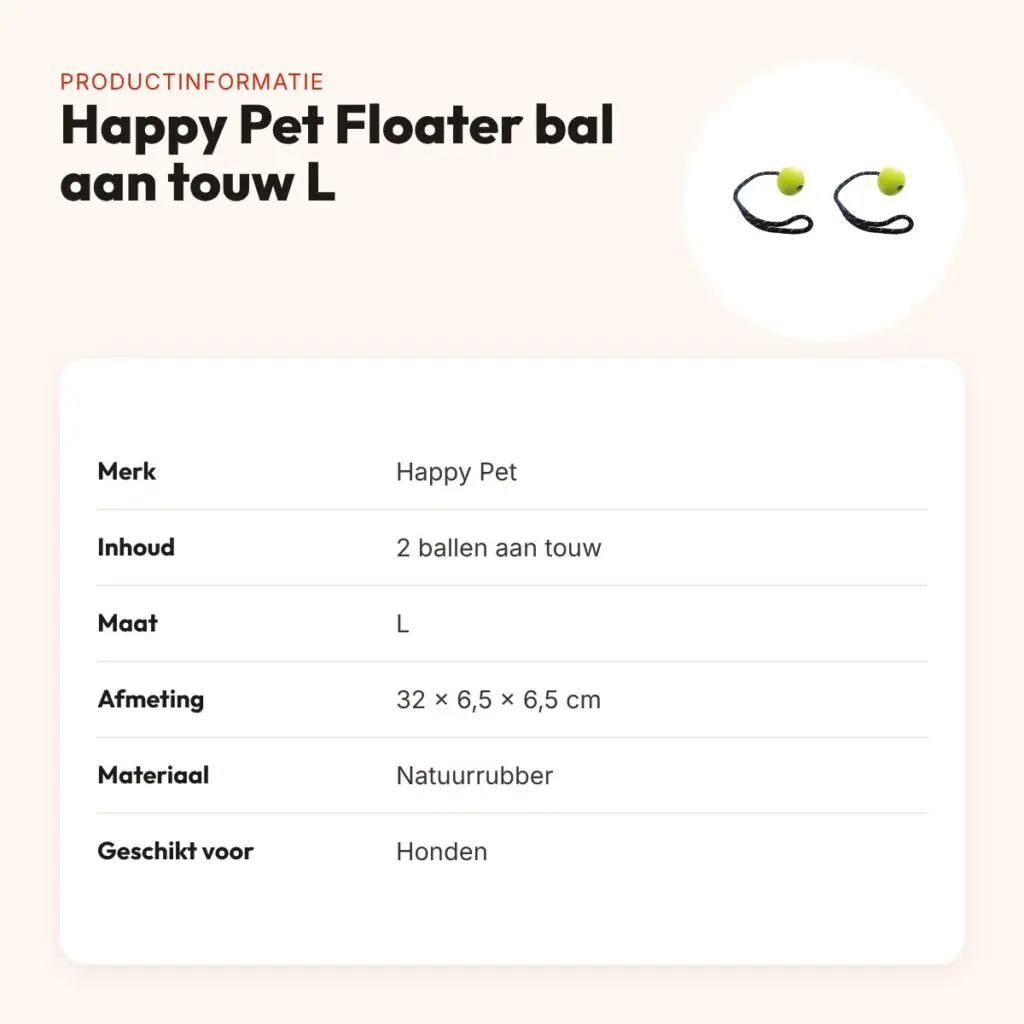 Happy Pet Floater rubber bal aan touw L 32 cm – multipack 2 stuks – productinformatie