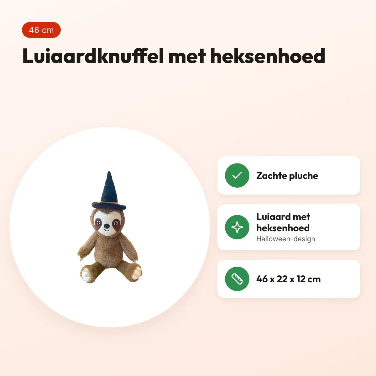 Happy Pet hondenknuffel Witchy Luiaard 46 x 22 x 12 cm – pluche – voordelen