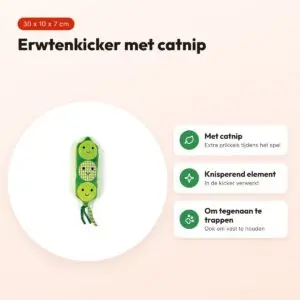 Happy Pet kicker erwt met catnip 30 x 10 x 7 cm – kattenspeeltje – voordelen