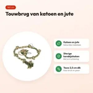 Happy Pet Nature First touwbrug Perch 180 cm – katoen en jute – voordelen