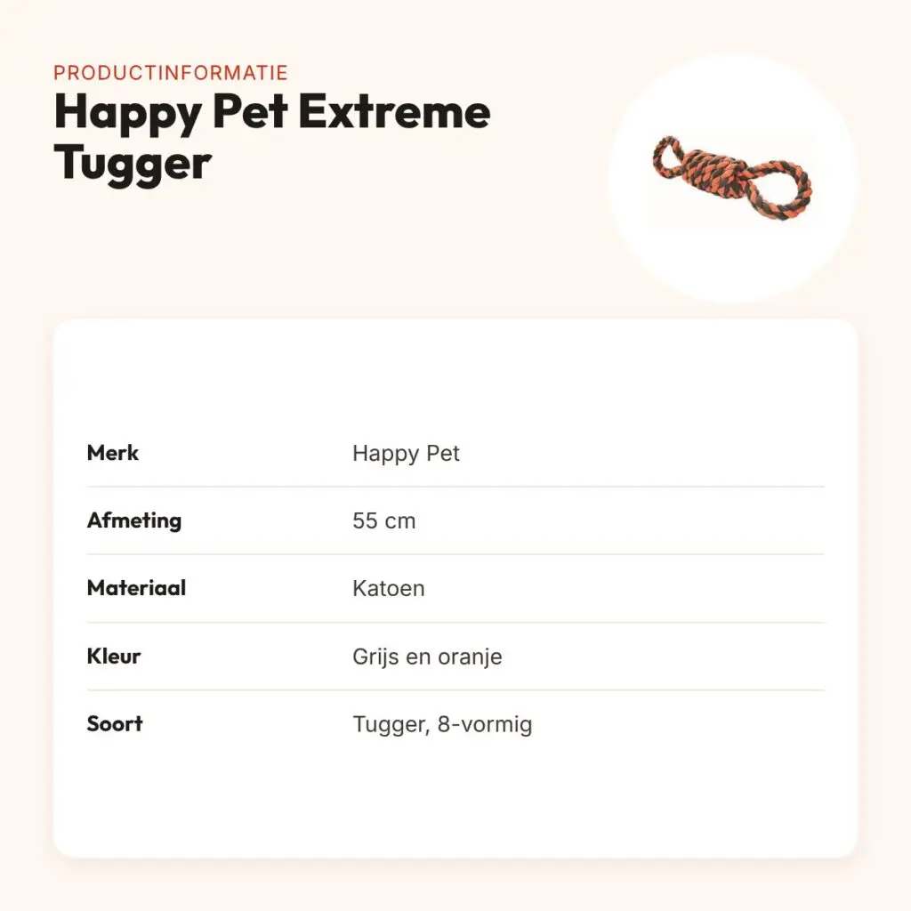 Happy Pet Nuts For Knots Extreme Tugger 8-vormig 55 cm – grijs/oranje – productinformatie