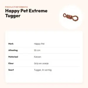 Happy Pet Nuts For Knots Extreme Tugger 8-vormig 55 cm – grijs/oranje – productinformatie