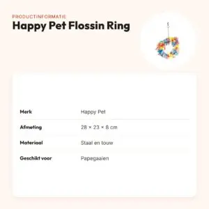 Happy Pet papegaaienspeelgoed Flossin Ring 28 x 23 x 8 cm – staal en touw – productinformatie