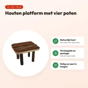 Happy Pet Raw Wooden Platform 25 x 30 x 18 cm – houten plateau met poten – voordelen