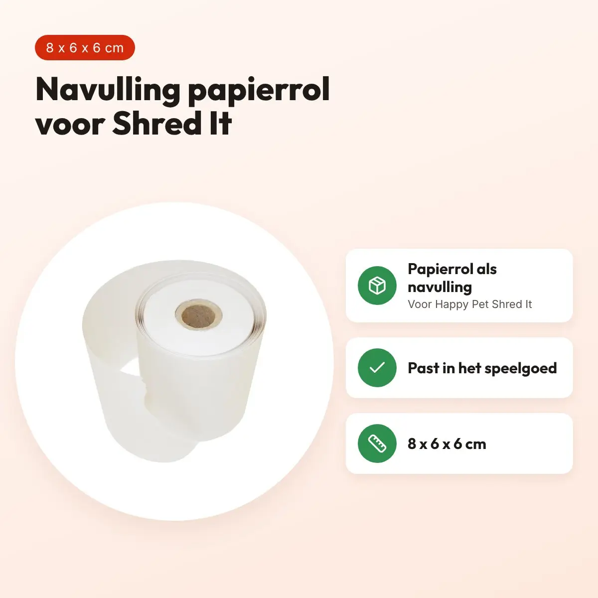 Happy Pet Shred It! navulling papierrol 8 x 6 x 6 cm – voordelen