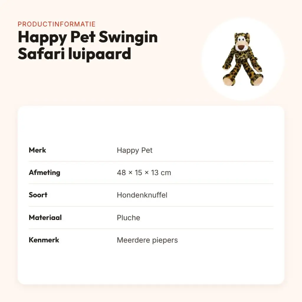 Happy Pet Swingin Safari hondenknuffel luipaard 48 x 15 x 13 cm – productinformatie