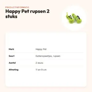 Happy Pet Tabby Patch kattenspeeltjes rupsen 11 en 9 cm – set van 2 – productinformatie
