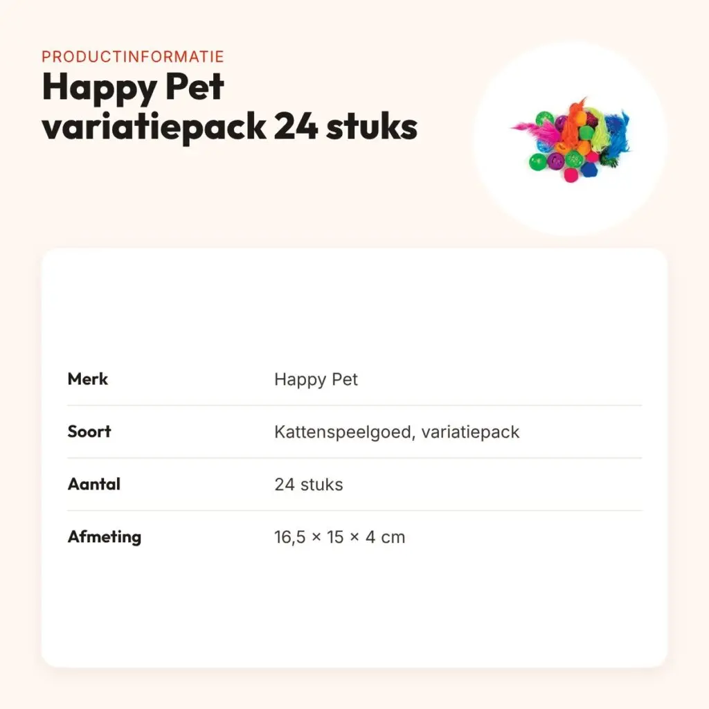 Happy Pet Tabby Patch kattenspeeltjes variatiepack 24 stuks – productinformatie