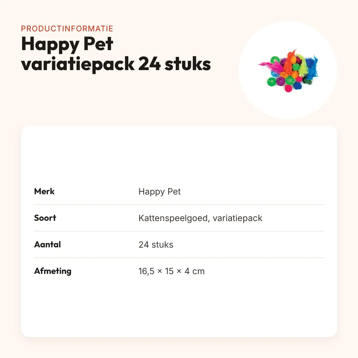 Happy Pet Tabby Patch kattenspeeltjes variatiepack 24 stuks – productinformatie