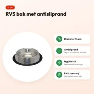 Happy Pet voerbak antislip RVS 14 cm – voor honden – voordelen