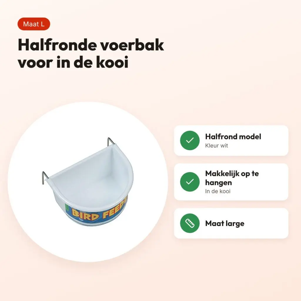 Happy Pet voerbak halfrond wit large 11,5 x 8,5 x 6,5 cm – voor vogels – voordelen